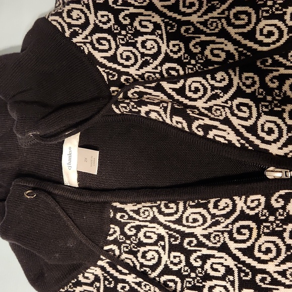 Knit Black And White Zip Up Vest Size 2X - Picture 2 of 4